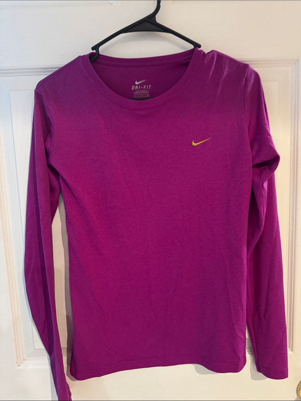Nike Dri-FIT Long Sleeve Top - Purple with Yellow Swoosh